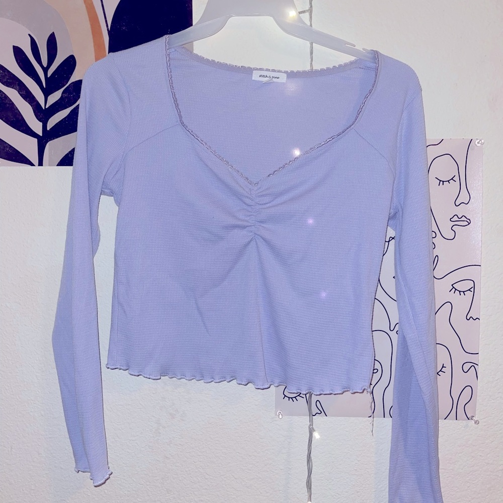 Light Purple Long Sleeve Crop Top